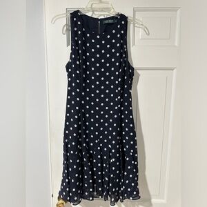 Lauren Ralph Lauren navy & white polka dot dress, 10p